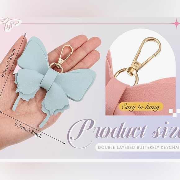 Leather Butterfly Keychain / Bag charm NIP - Picture 3 of 8